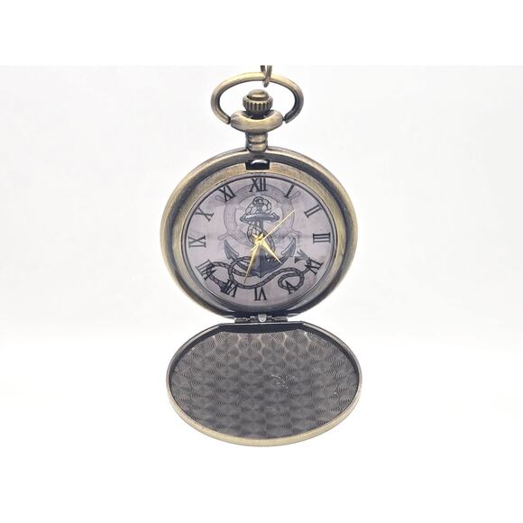 Anchor Pocket Watch – Vintage Look Nautical US Navy Sailor Marine Ocean Keepsake - Picture 6 of 10